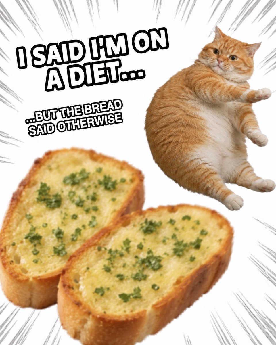 mahadou19's tweet photo. My diet plan is currently undergoing some unexpected technical difficulties. 🍞😂

#dietstartstomorrow #catmemes #garlicbread #relatable https://t.co/QEtieV5p6X