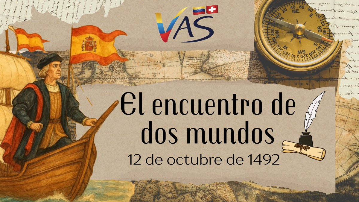 vzlanalliancech's tweet photo. Desde VAS honramos el encuentro de dos mundos y el #DíaDeLaHispanidad.
Recordamos el 12 de octubre de 1492 como el inicio de una historia compartida. Frente a modelos de segregación, la América Hispana construyó su legado sobre el mestizaje, la educación y el desarrollo cultural. https://t.co/zPW125SJ5B