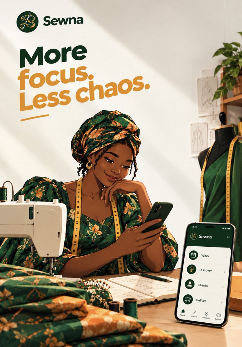 Sewna_a's tweet photo. More focus. Less chaos.

Keep your work, your clients, and your peace in one place.

With Sewna, stay organized, track deadlines, and make room for bigger dreams.

#Sewna #TailorLife #FashionTech https://t.co/woz1jQn8JU