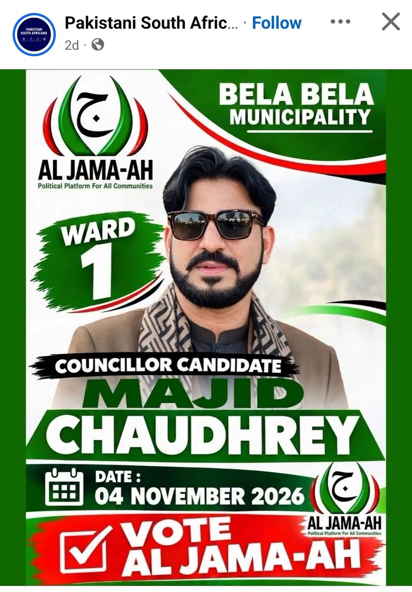 ModiseBafana's tweet photo. Another Pakistani South African 🤔
No Zulu or any African can do this in Pakistani or Arab states. Ja neh.. https://t.co/ysi2S5hRxD