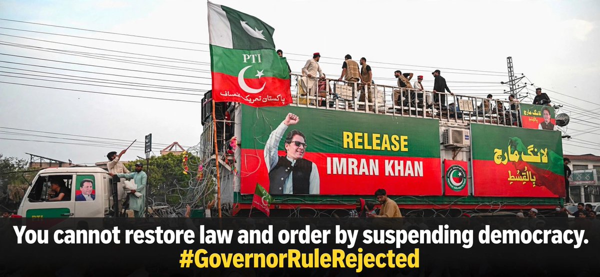 mania_diyaram's tweet photo. You cannot restore law and order by suspending democracy. #GovernorRuleRejected
Respect KP Mandate. Respect the vote.
#ReleaseImranKhan #PTI #KPK https://t.co/riQ3UAUZ35