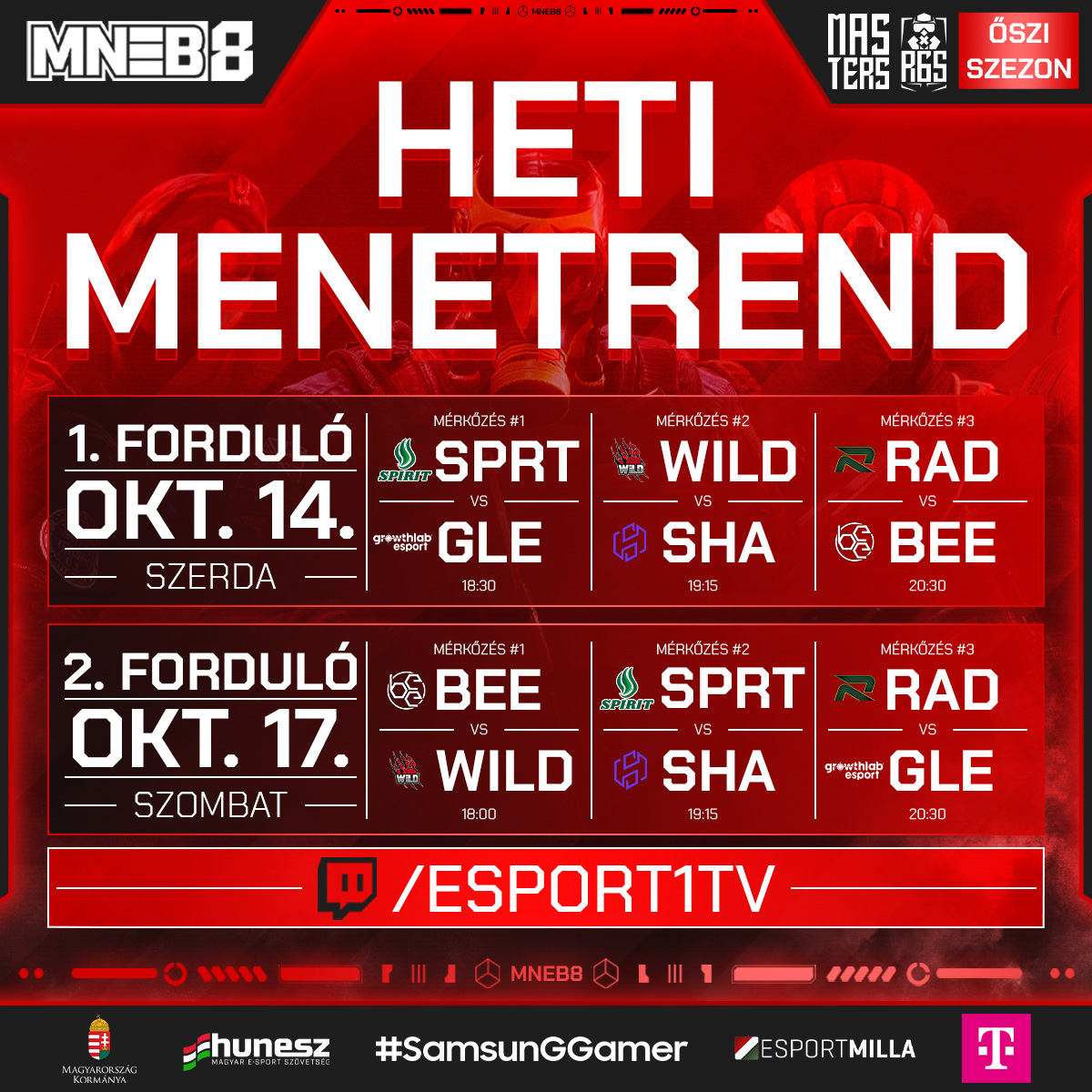 HungarianEsport's tweet photo. A héten kezdetét veszi az R6S alapszakasza! 👀🔥
Az első két forduló máris itt van, úgyhogy itt az idő beírni a meccseket a heti programodba. 📅 Ne maradj le a szezon rajtjáról! 😉
🔔 Változás esetén jelezzük a friss információkat a felületeinken.
#SamsunGGamer https://t.co/ydHfFeBlXp