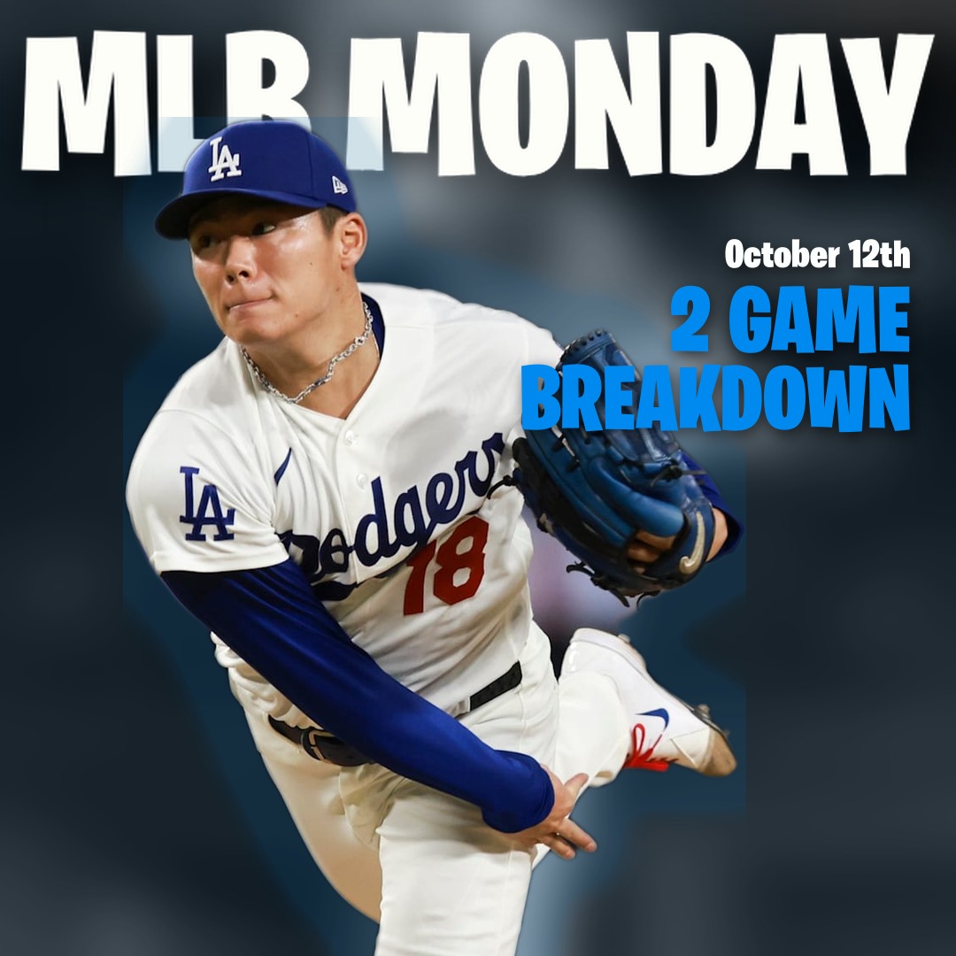 PickplugYT's tweet photo. MLB Monday FULL Slate Breakdown 🌟

2 games on October 12th's MLB slate, broken down.

Everything you need to know before first pitch 📊👇

#MLB #MLBPicks #MLBPicksToday #BestMLBPicksToday

💚 https://t.co/WVU0633aUa