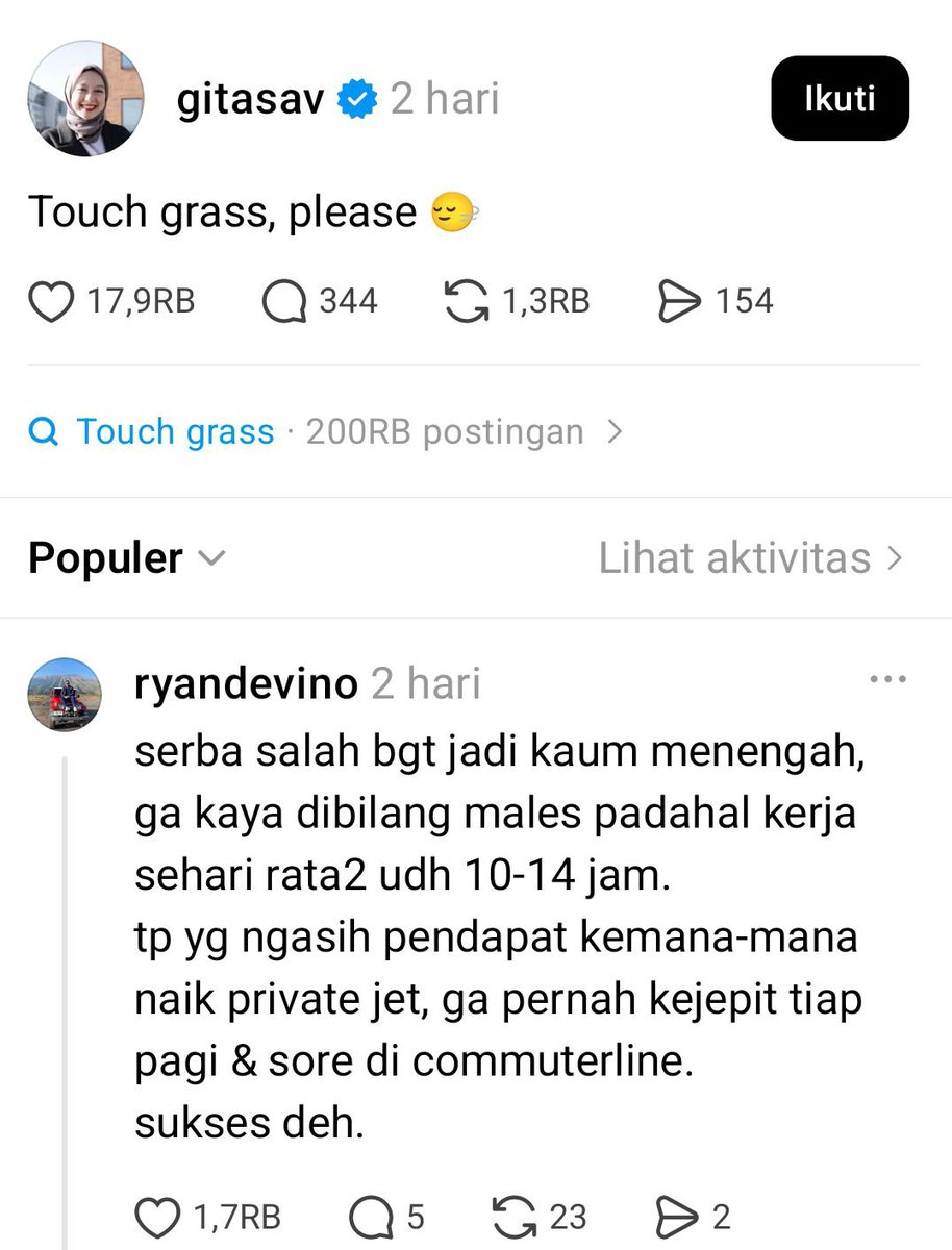 999o7i's tweet photo. Queen mertua Alyssa gak kuat jg dpt kritikan netijen yg dikatain g mau kerja keras jd kismin. 

Maia akhirnya privat akun threads usai banyak cibiran soal kerja keras biar gak miskin. 

Jerome ampe nyindir klo start awal punya 10 M smua yg kerja keras dr NOL akan kalah. Rachel ampe Gitasav jg nyindir