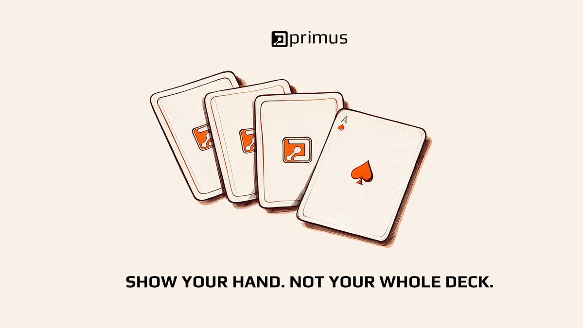 primus_labs's tweet photo. Not every card needs to be on the table.

Privacy means knowing what to reveal, and what to keep to yourself.

That’s a hand worth holding. 🃏 https://t.co/nF6JxzvJDo