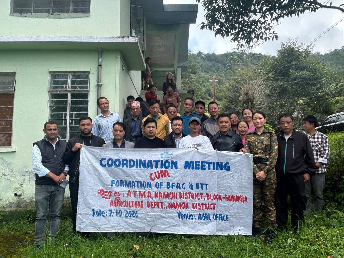 atmaagri's tweet photo. A coordination meeting of the Block Technology Team and the formation of BFAC were conducted under Ravangla Block, Namchi District, Sikkim.
#ATMA #BlockTechnologyTeam #BFAC #AgriculturalDevelopment #FarmersWelfare #Agriculture https://t.co/Vg3yKPvD3Q