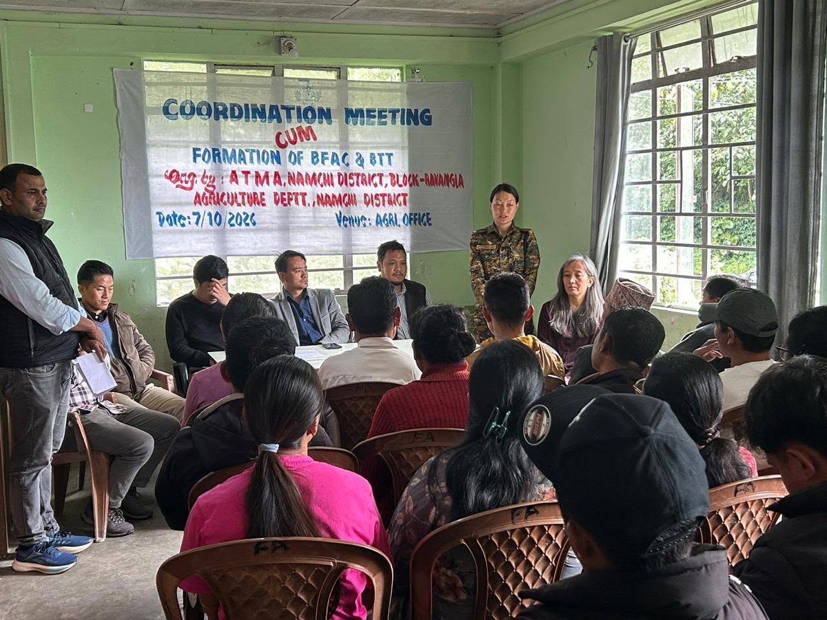atmaagri's tweet photo. A coordination meeting of the Block Technology Team and the formation of BFAC were conducted under Ravangla Block, Namchi District, Sikkim.
#ATMA #BlockTechnologyTeam #BFAC #AgriculturalDevelopment #FarmersWelfare #Agriculture https://t.co/Vg3yKPvD3Q