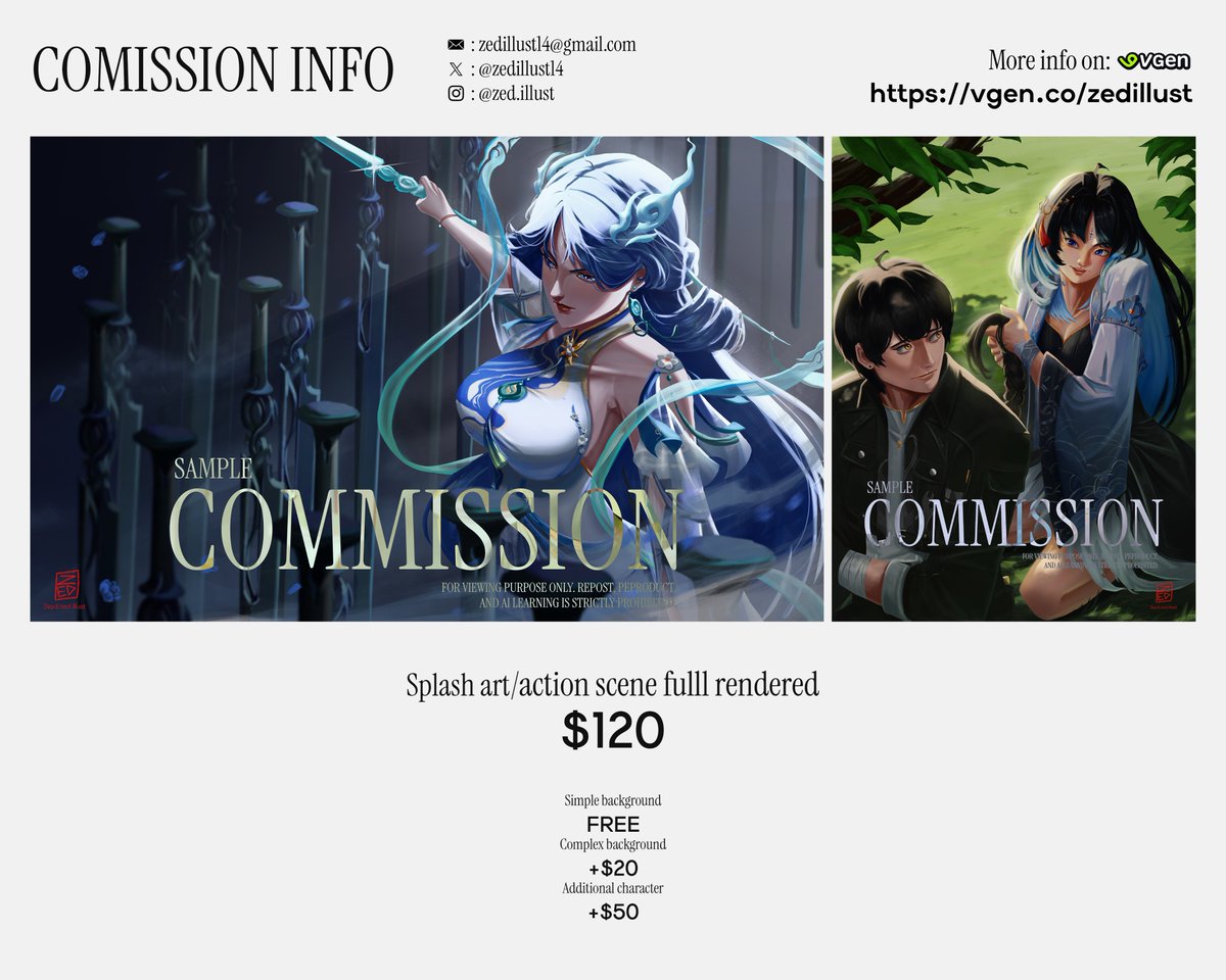 zedillust14's tweet photo. 🌟COMMISSION OPEN🌟
Hii! I'm Zeyd and Im currently open for commissions
vgen: https://t.co/HSZYzcSi5D
email: @zedillust14@gmail.com

Like and share are very apreciated🫶🏻
#VgenComm #Commission #CommissionOpen #artidn https://t.co/QOkbnBtqqz