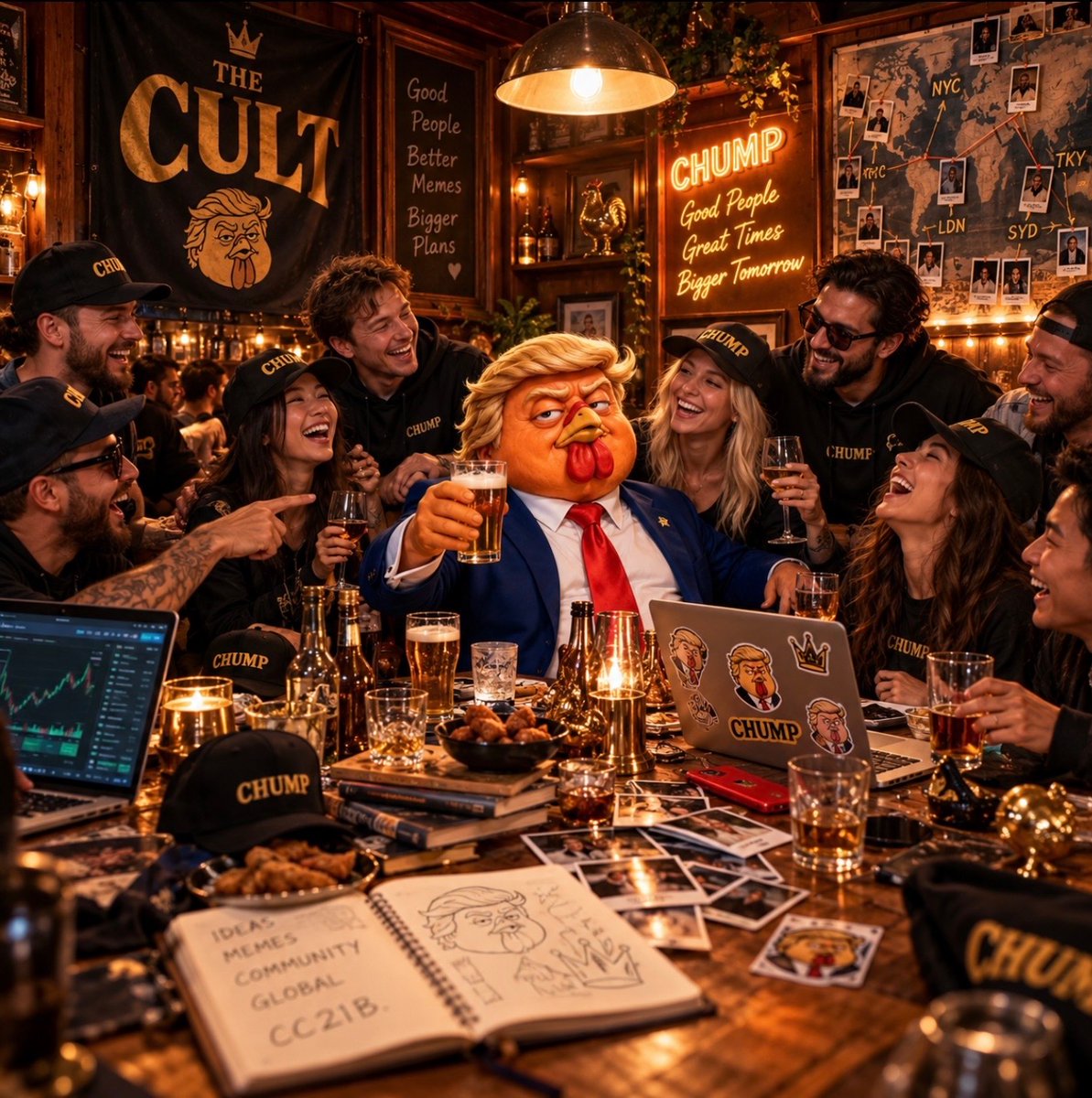 ChumpCoinX's tweet photo. One of the best parts of $CHUMP has been watching how much personality the CULT has developed.

The friendships, the inside jokes, the regional chats, the people showing up for each other across the world.

There’s always something happening, someone bringing a new idea, or another CHUMP finding their way into the madness.

And through it all, the energy just keeps getting better.

A lot of great people under one flag, with plenty of good times still ahead.

Couldn't ask for a better crowd. 

CC21B.🐔🇺🇸