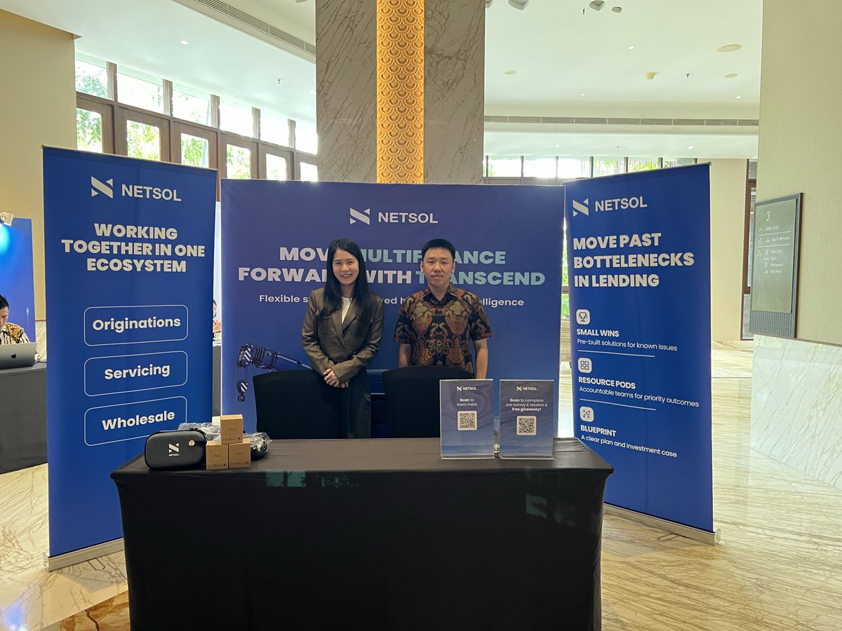 NETSOLTech's tweet photo. Our Field Marketing Manager for APAC Wasinee Wongnawa and our Senior Business Analyst Albert Benedictus were part of the NETSOL team at the APPI International Seminar this past week at the Mövenpick Resort and Spa Jimbaran Bali.

They walked leaders and professionals from across Indonesia's multi-finance industry through Transcend Finance, our proven AI-enabled, API-first platform built to unify lending operations and move with the pace of change in the sector. 

#netsoltech #netsolindonesia #multifinance #autofinance #futureproofing #technology #transcendfinance #transcendplatform #internationalseminar #appi #bali