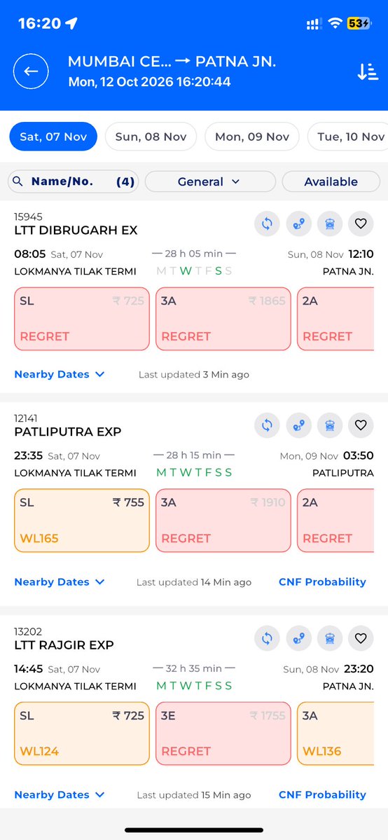 KumarAkvr321's tweet photo. yatrion ke liye festival par ghar jaana mushkil ho gaya hai. Kripya is route par additional festive special trains ka sanchalan badhayein aur taur-faur sthiti ko dekhte hue uchit kadam uthayein. LTT to Patna (Nov 2026). #RailSeva #IndianRailways @RailwaySeva @AshwiniVaishnaw https://t.co/ut02tUcZge