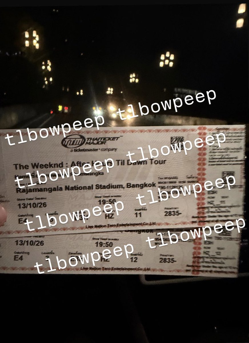 tlbowpeep's tweet photo. ปล่อยบัตร The Weeknd วันที่ 13/10 โซน E3H 2 ใบติด ใบละ 2,700 ค่ะ นัดรับราชมังวันนี้ได้เลยค่ะ วันนี้อยู่ในคอน
#TheWeekndLiveInBangkok 
#AfterHoursTilDawnTourBKK https://t.co/e1wgSYcW5I