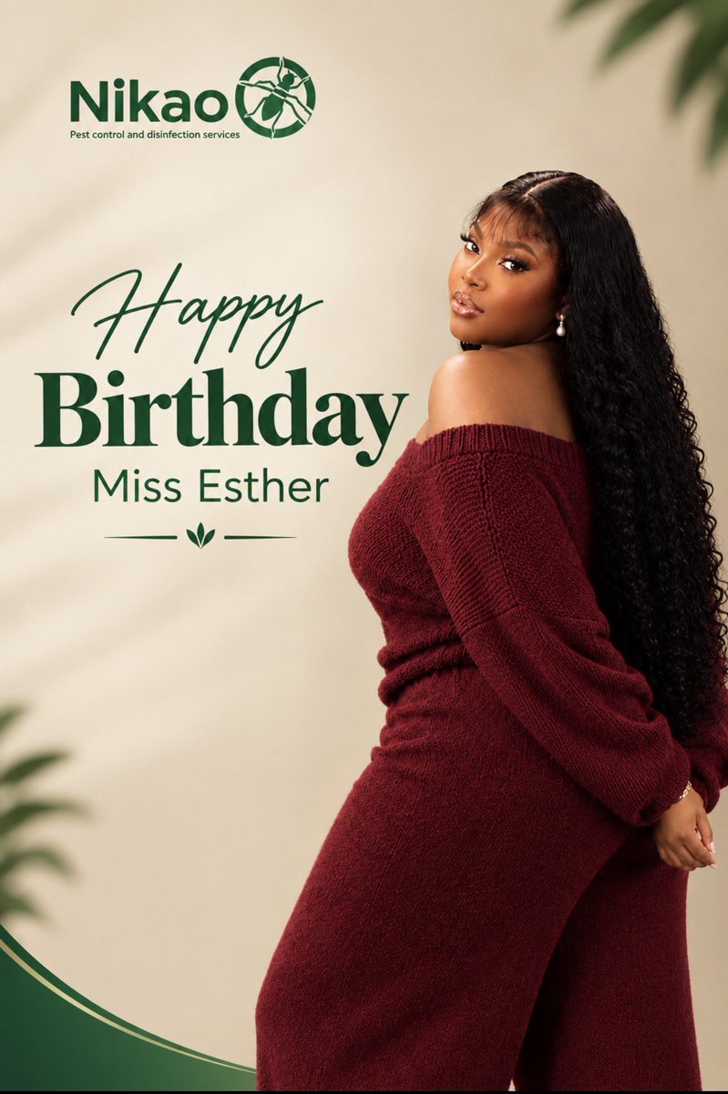 NikaoPestCo's tweet photo. Happy Birthday, Miss Esther! 🥳🎂

Wishing you a beautiful year filled with happiness, good health, success, and countless blessings. May this new chapter bring you joy and amazing opportunities. 

With warm wishes from all of us at Nikao Pest Control Services. 💚 https://t.co/KESALfBiUZ