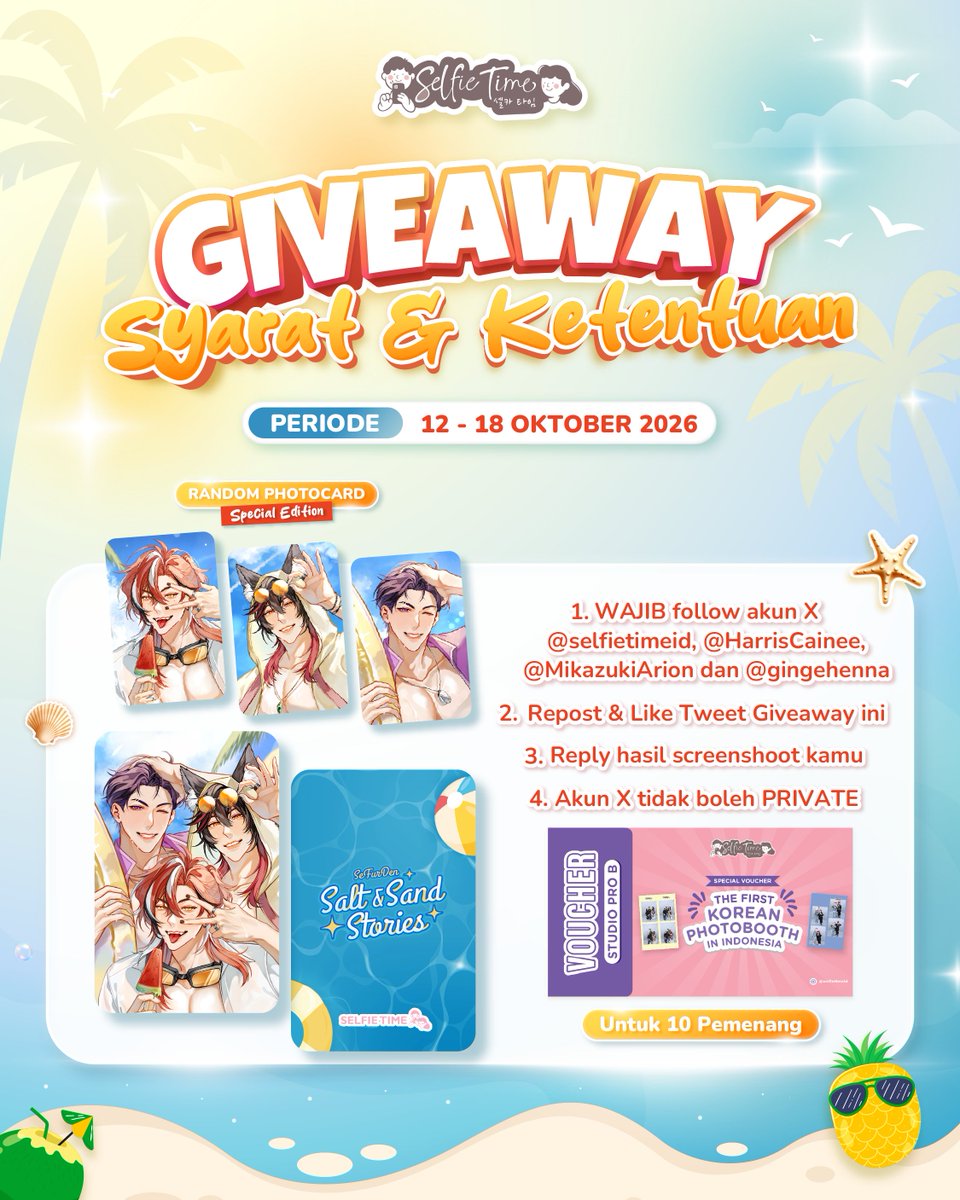 selfietimeid's tweet photo. CATCH YOUR OSHI & GET YOUR PHOTOCARD!! 😎

Siapa nih yang belum kebagian Photocard SeFurDen? ☝️

Kamu bisa berkesempatan dapetin Photocard SeFurDen, jika berhasil menyelesaikan tantangan ini!

Cek S&K-nya di poster, ya!

📅: 12 - 18 Oktober 2026

Let's Go Cainmates, Customers, & Terongers! 💜🧡❤️

#SelfieTimeID #SelfieTimexSeFurDen