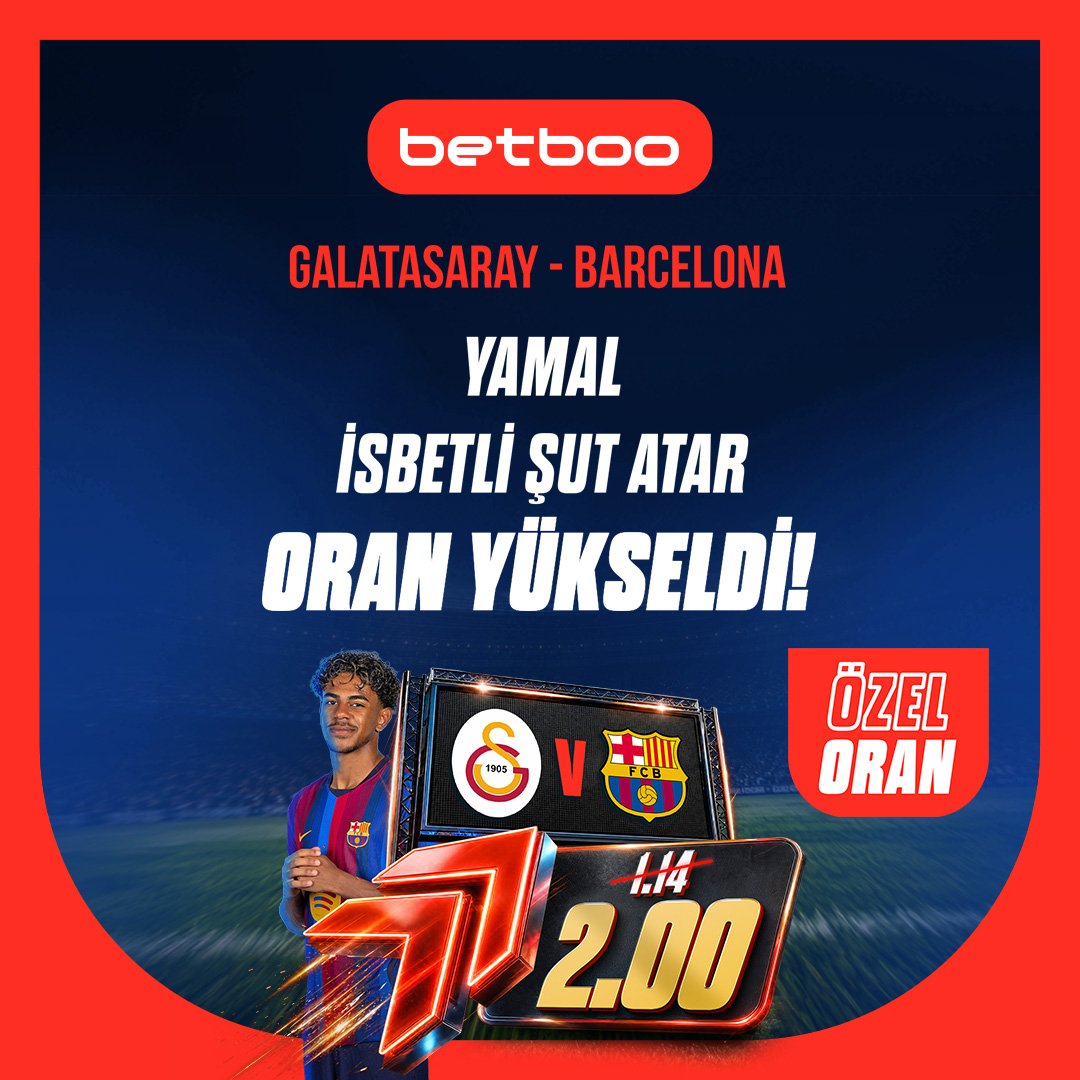 Betbooguncel_1's tweet photo. ŞAMPİYONLAR LİGİ'NE ÖZEL ORAN! ⚽️🔥

Galatasaray 🆚 Barcelona

🎯 Lamine Yamal İsabetli Şut Atar

❌ Eski Oran: 1.14
✅ BETBOO ÖZEL ORAN: 2.00 🚀

🔥 Dev maçta yükselen oran fırsatını kaçırma!

Betboo Giriş 👉 https://t.co/baO2BEVF4M https://t.co/BAgxlGz4IY