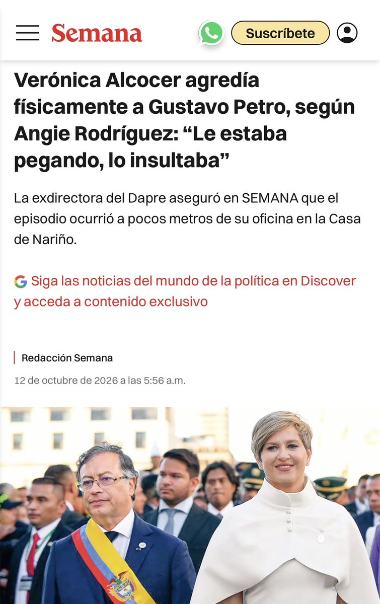 VickyDavilaH's tweet photo. Verónica Alcocer agredía físicamente a Gustavo Petro, según Angie Rodríguez: “Le estaba pegando, lo insultaba”
La exdirectora del Dapre aseguró en SEMANA que el episodio ocurrió a pocos metros de su oficina en la Casa de Nariño.
#LaJefaDeLaBanda 
https://t.co/IXiPNsxWJ9 https://t.co/b3vWRqBDZ2