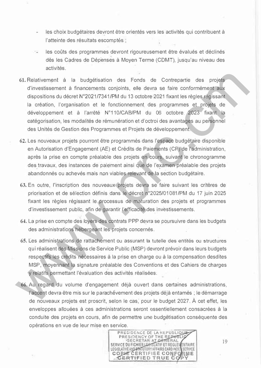 PR_Paul_BIYA's tweet photo. Circulaire relative à la préparation du budget de l’Etat au titre de l’exercice 2027

#PaulBiya
#Cameroun
5/6 https://t.co/nFGEbXCAlJ