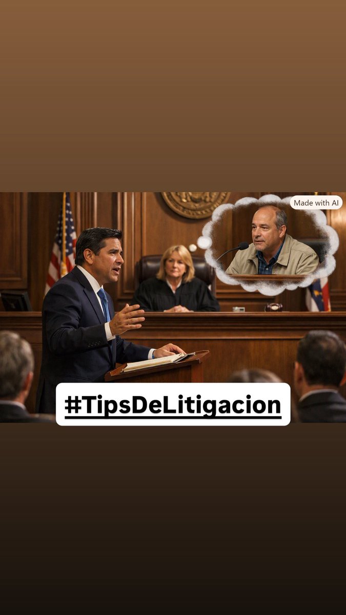 JOSELUISVEGAS's tweet photo. La declaración del testigo es la prueba, y no el alegato del abogado
Por ello, lo ideal es dejar que los detalles de los hechos los revelen los testigos y no el litigante en su discurso.
Piensa en los testigos al alegar, pero, no te expreses por ellos.
JLVR
#TipsDeLitigacion https://t.co/dhCEKWIJZM
