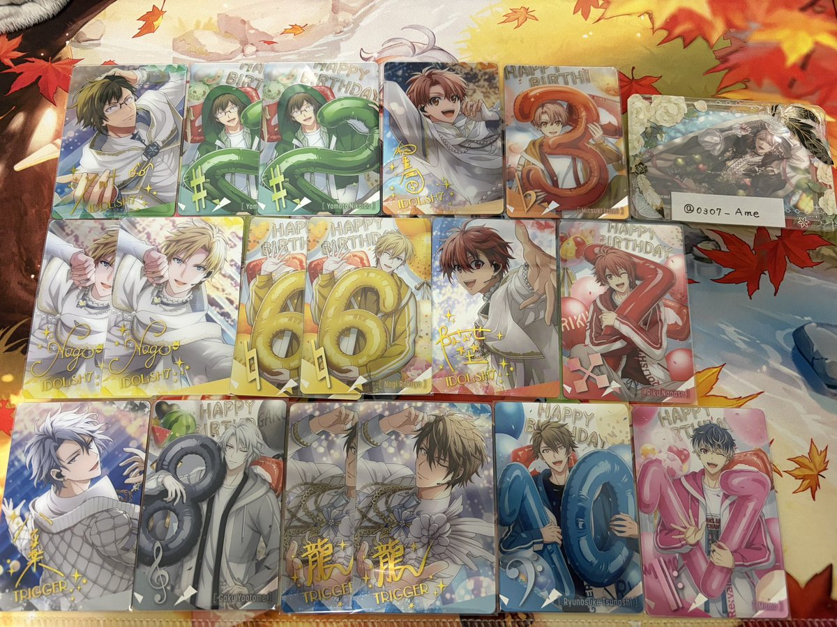 0307_Ame's tweet photo. 【交換･譲渡】 アイナナ メタカ 27

譲 → 画像参照

求 → 巳波 or 1枚100円+送料
巳波は過去弾も求めておりますが､画像3の巳波が優先です｡

郵便又は手渡し(小倉)
交換､譲渡の優劣はありません｡
FF外のお声がけの際は､こちらのポストにいいねを押して頂けると助かります｡ https://t.co/caBHf7oR6D