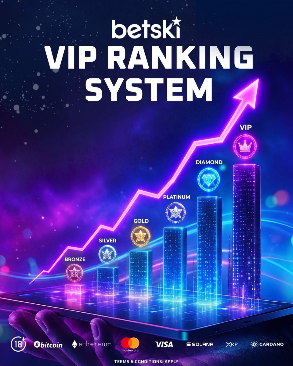 Betski's tweet photo. 👑 VIP Ranking System at Betski.
🎁 The higher you climb, the more rewards and benefits you unlock.
🔥 Keep progressing and make every level count.
🚀 Head to Betski, check your rank and start climbing. https://t.co/UdDTKewuu9
