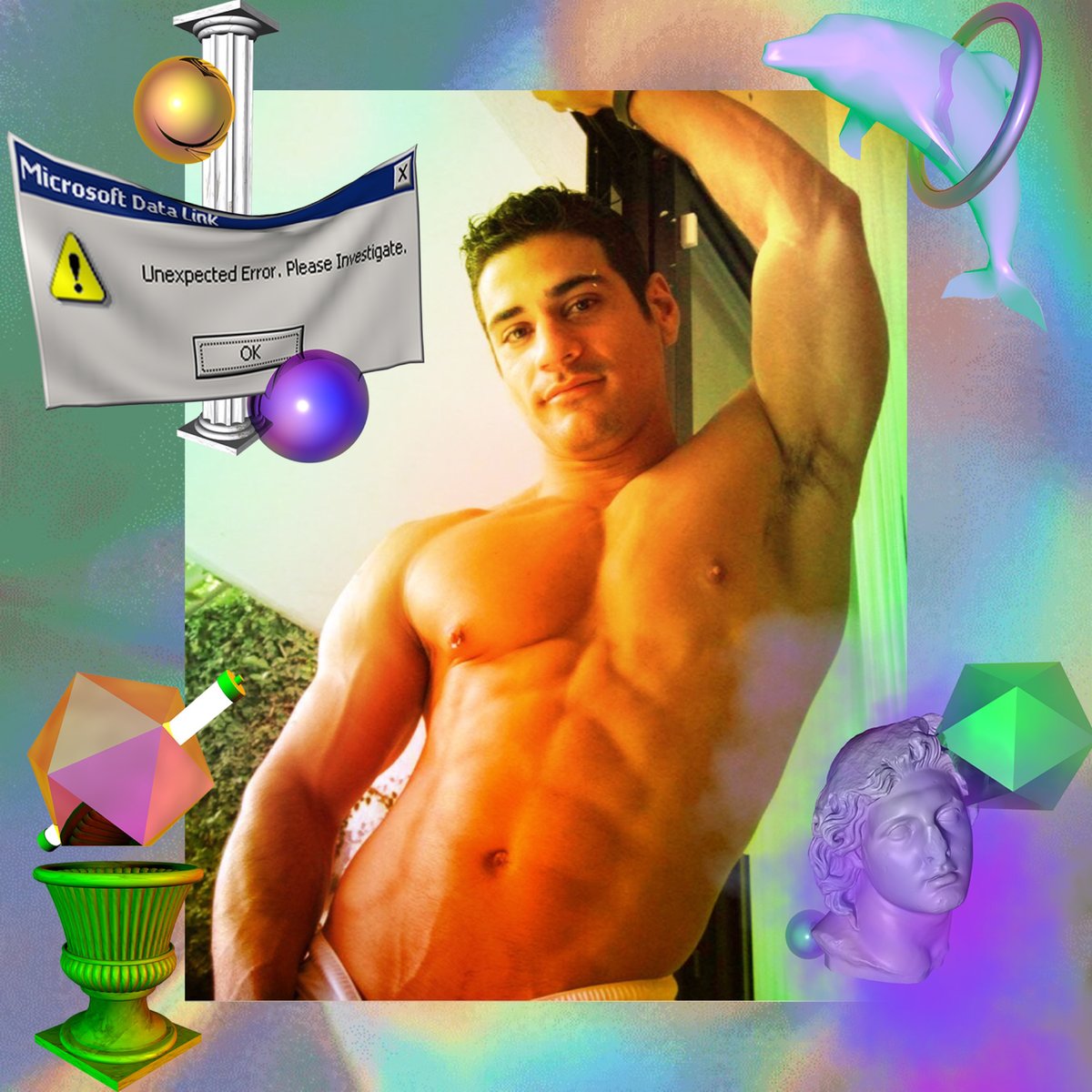 DestroyMeDaddy's tweet photo. Daniel Marvin Strikes A Pose https://t.co/cQ9io76eLq #DanielMarvin #Vaporwave #RedBubble #Shop #GayArt https://t.co/wdod6UYuXt