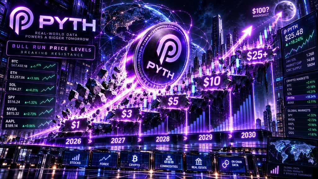 MurkinSeasonVol's tweet photo. 🚨 $PYTH BULL RUN PRICE ZONES 👀🪙

I’m EXTREMELY bullish on $PYTH…

But I’m still respecting the MARKET CAP MATH.

From around $0.09:

🔥 $1–$3
Very strong bull-run outcome — and mathematically believable.

🔥 $5
Major breakout territory.
This would mean the market is seriously repricing Pyth as institutional financial-data infrastructure.

🚀 $10
EXTREMELY bullish.
At ~7.875B circulating PYTH, that’s roughly a $79B market cap.

🤯 $25+
Now we’re talking full crypto mania + massive institutional adoption + major revenue growth.

🌕 $100+
Possible mathematically…

But that would require roughly a $788B market cap at today’s circulating supply — nearly a trillion-dollar valuation.

That’s LONG-TERM MOONSHOT territory for me, not my base case for this bull run.

But here’s the crazy part:

$PYTH DOESN’T NEED $100 TO BE A MONSTER. 👀

$1 ≈ 11X
$3 ≈ 33X
$5 ≈ 56X
$10 ≈ 111X

And now we have:

📡 Institutional adoption
💰 Growing commercial revenue
🪙 Revenue-linked open-market $PYTH purchases
🏦 Strategic Reserve accumulation

I’M WATCHING THIS ONE VERY CLOSELY.

FOLLOW THE ADOPTION.
FOLLOW THE REVENUE.
FOLLOW THE TOKEN CAPTURE.

$PYTH 🔥🪙📡

#PYTH #PythNetwork #Crypto #Tokenomics #DigitalAssets