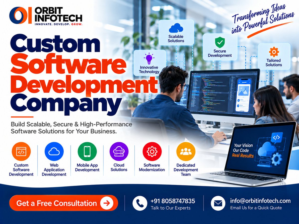 InfotechOrbit's tweet photo. Looking for a custom software development company in Vidhyadhar Nagar Jaipur? Orbit Infotech builds secure, scalable software solutions to streamline operations and accelerate business growth. 🚀
#CustomSoftwareDevelopment #SoftwareDevelopment #OrbitInfotech #Jaipur https://t.co/giHAozP4bB