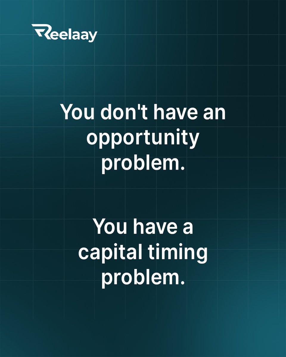 useReelaay's tweet photo. Notice the pattern?

It's not always a lack of customers or opportunities. Sometimes, it's the gap between when your business needs money and when that money becomes available.

You don't have an opportunity problem. You have a capital timing problem.

#Reelaay #WorkingCapital https://t.co/6df7fT0Il5