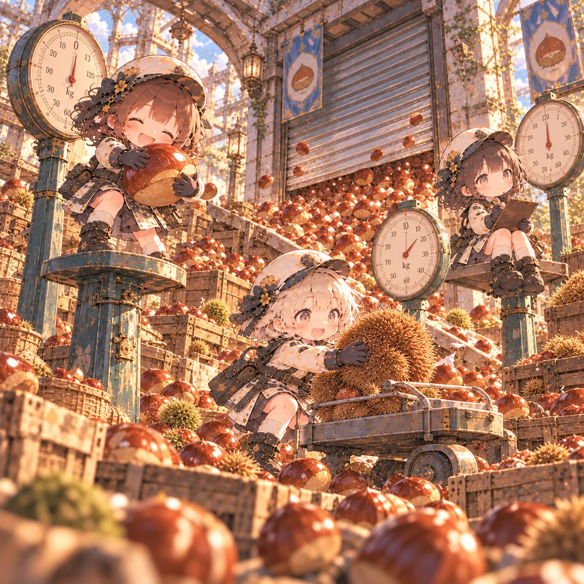 leaveittothe_w's tweet photo. #ランダム三単語チャレンジ です🌰
「シャッター」「栗」「体重計」 https://t.co/A6mSbH0iwt