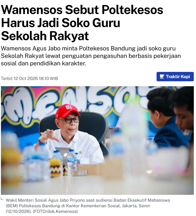 staycleanguys's tweet photo. tolong keterlibatan alumni dan mahasiswa poltekesos dikawal ketat anj
#sekolahrakyat https://t.co/wQ5pt3oYhf