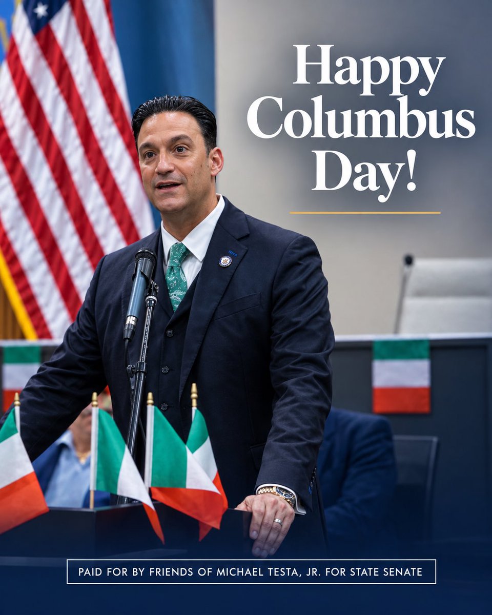 TestaForNJ's tweet photo. I’m proud to be an Italian American and grateful for the faith, family, and traditions that are such a big part of my life. Today, we celebrate Christopher Columbus and the generations of Italian Americans whose hard work and determination helped build this country.

My hometown of Vineland has deep Italian roots, and I’m proud to see our heritage celebrated and our traditions passed down from one generation to the next.

Happy Columbus Day! Buona Festa! 🇮🇹