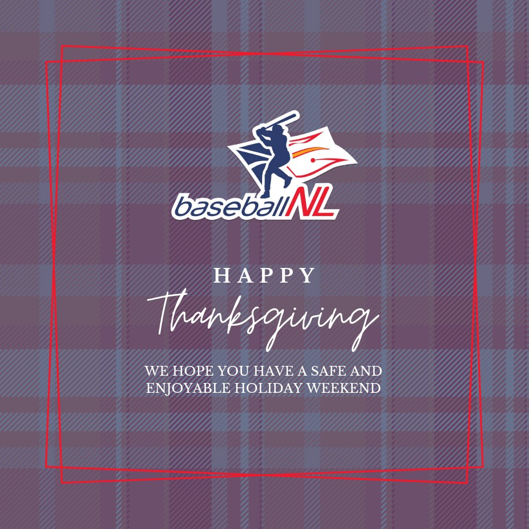 BaseballNL's tweet photo. Happy Thanksgiving on behalf of the Board and Staff of Baseball NL 🦃⚾️

Our office will reopen on Tuesday, Oct 13th https://t.co/xxa6GGd32b