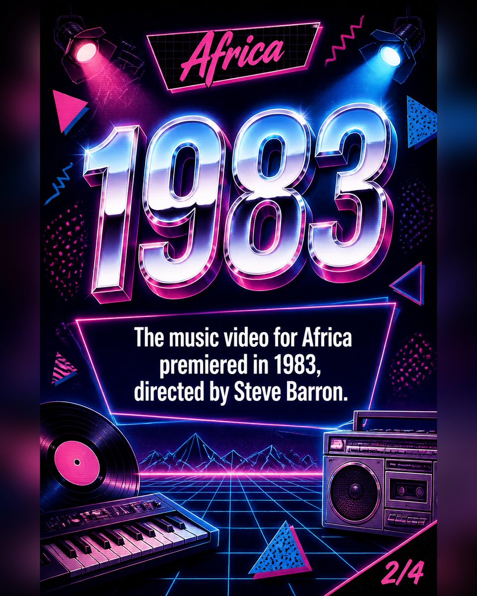 Bright_Hours's tweet photo. Africa's music video landed a year later, in 1983

Africa - Toto, 1982

#Africa #Toto #80sMusic #ClassicRock #SunshineSound

Made with AI https://t.co/b1P8TVo14D