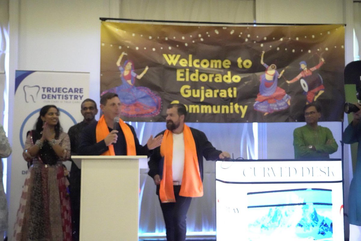 patrickbrownont's tweet photo. A pleasure to speak at the Eldorado Community Navratri &amp; Garba Celebration last night with Cllr @Keenan4Brampton. 

Thank you Jagdish Patel for the support and best wishes. Let's keep building Brampton! https://t.co/IxxsVndWhL