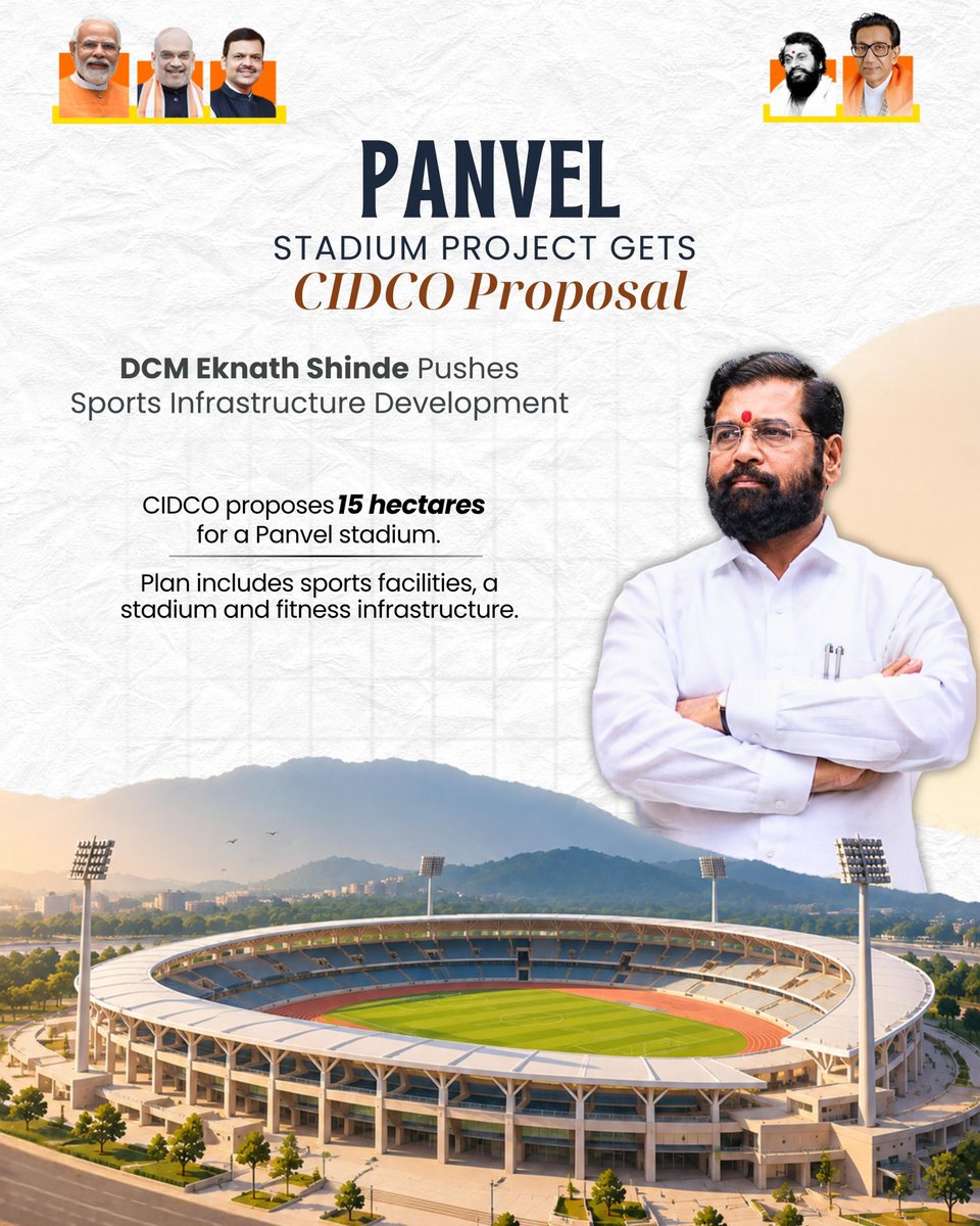 ShivayaVerse_'s tweet photo. From grassroots athletics to professional tournaments, the Panvel stadium project backed by DCM @mieknathshinde ji will provide modern facilities to budding athletes across Maharashtra. https://t.co/c7J8ZozaEi