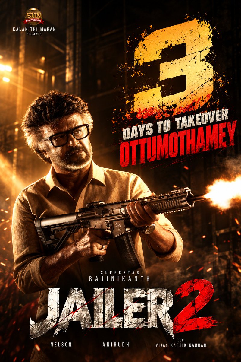 TrendzRajini's tweet photo. Jailer2 countdown⏳

3️⃣ more days to takeover...

#Jailer2 
#Jailer2_Countdown 

Thalaivar👌⭐@rajinikanth @anirudhofficial @Nelsondilpkumar @vijaykartikdop https://t.co/Xh8OEadxqB