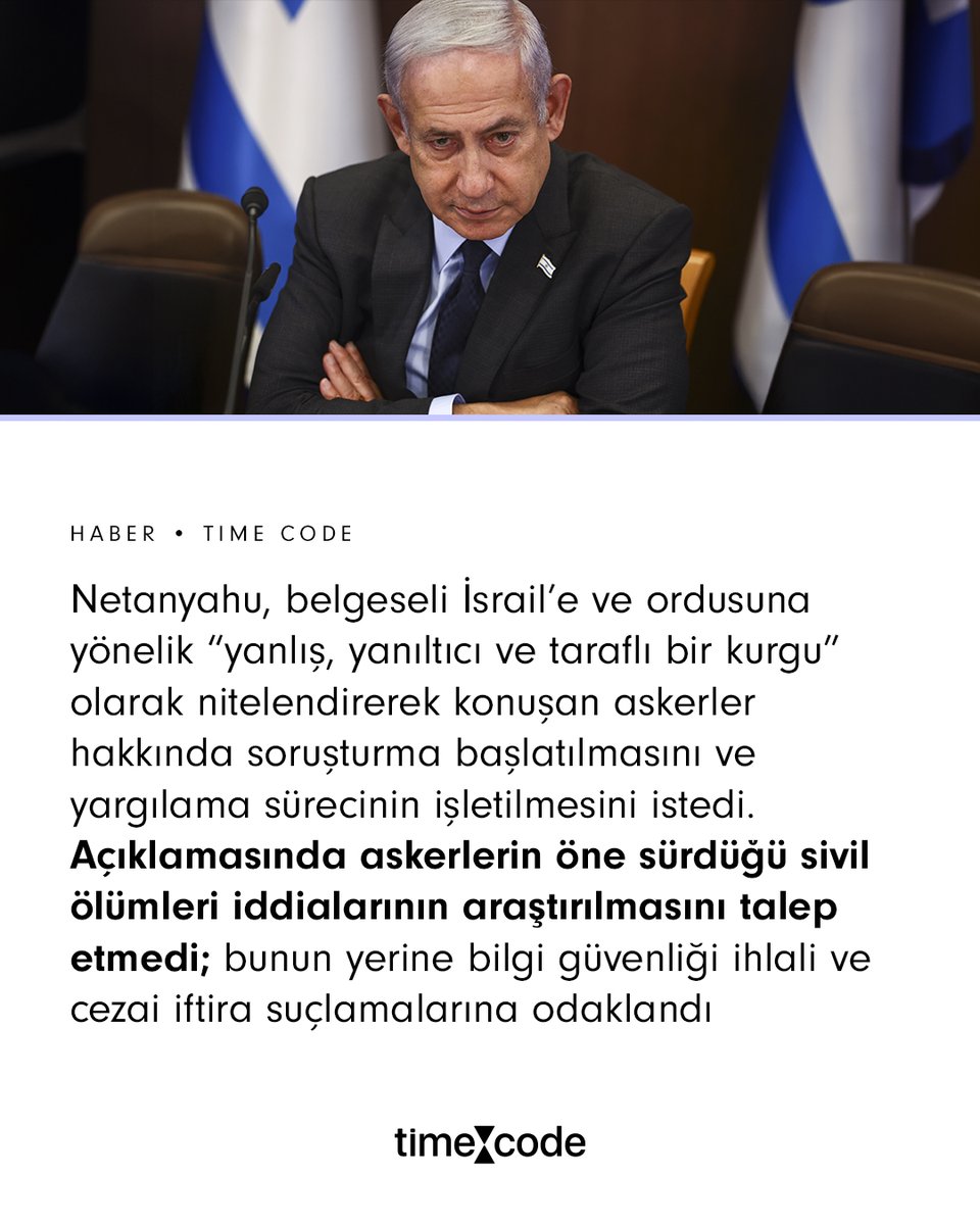 Timecodegzt's tweet photo. NAZA belgeselinde konuşan ve soykırıma ortak olan İsrail askerleri, Gazze’deki saldırılarda çok sayıda sivilin hayatını kaybedeceğinin bilindiğini anlattı📢

Binyamin Netanyahu, belgeselde yer alan askerler hakkında soruşturma başlatılması ve yargılanmaları çağrısında bulundu📌 https://t.co/k76jn8EcXn