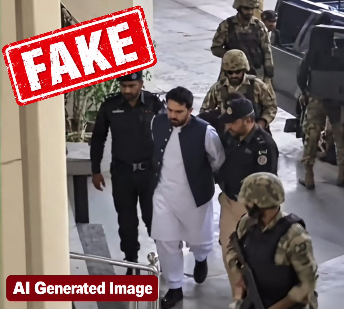 SabiqoonPK's tweet photo. @tariqafaq The circulating image claiming to show an arrest is FAKE and AI-generated. Always verify news from reliable sources before sharing. Stop misinformation! ππ
#FactCheck #FakeNews #MisinformationExposed https://t.co/FHtAAemy2w
