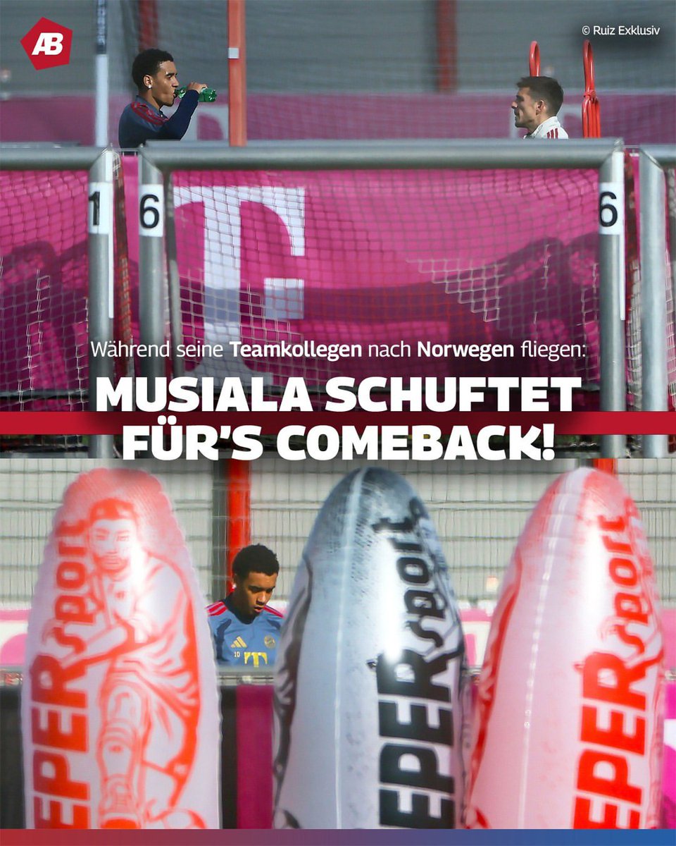 iMiaSanMia's tweet photo. While his teammates were on the way to Norway, Jamal Musiala was working on his comeback at Säbener Straße today [📸 Absolut Bayern/@tzmuenchen] https://t.co/v0Y5j65uTJ