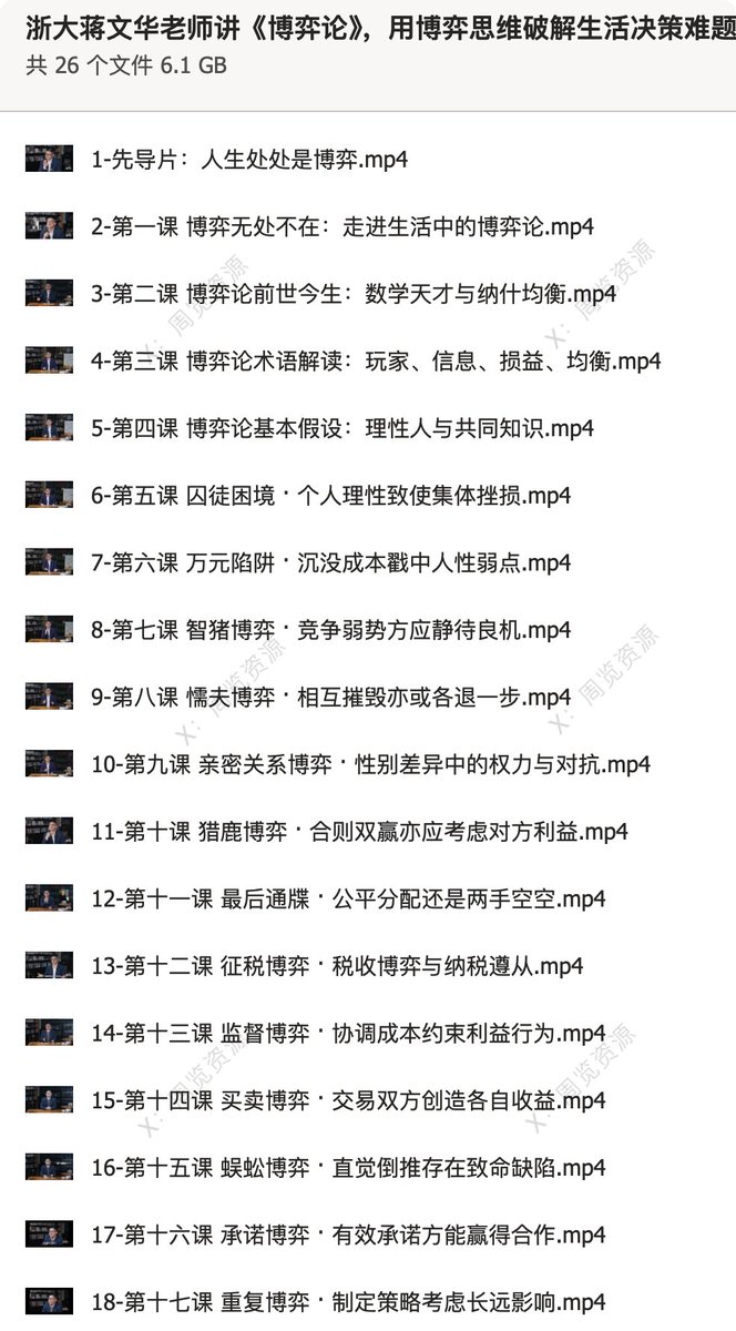 grgerwcwetwet's tweet photo. 强烈建议每个人都去听听浙大的《博弈论》，这可能是最值得普通人学习的一门课！

为什么老实人总吃亏？

博弈论不是教你算计别人，而是教你看懂利益、识破局势、做出更聪明的选择。

成年人真正的成熟，是看懂规则之后，再决定怎么出牌。

🔗：https://t.co/5HDzEGwWwK https://t.co/PkjThDfIGr