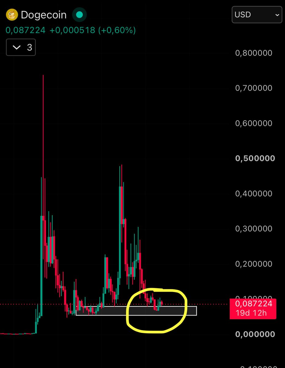 sh47crypto's tweet photo. The king of memecoins has been way too quiet lately.

But what catches my attention is that $Doge’s price is sitting right at a strong monthly support zone.

Since this is the monthly timeframe, I think there’s a high chance of a positive bullish reaction here.

If $Dogecoin is about to pump, you already know what’s about to happen next.