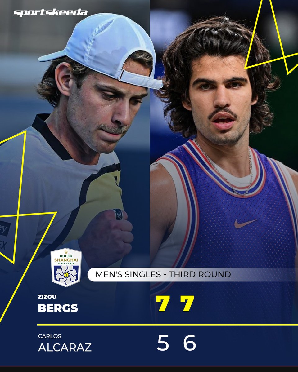 SK__Tennis's tweet photo. 𝐁𝐄𝐑𝐆𝐒 𝐄𝐋𝐄𝐌𝐈𝐍𝐀𝐓𝐄𝐒 𝐀𝐋𝐂𝐀𝐑𝐀𝐙! 😱💥

Zizou Bergs delivers a stellar performance to STUN Carlos Alcaraz and reach the last 16 in Shanghai! 👏🔥

#ZizouBergs #CarlosAlcaraz #RolexShanghaiMaster https://t.co/X3oUMBLww5