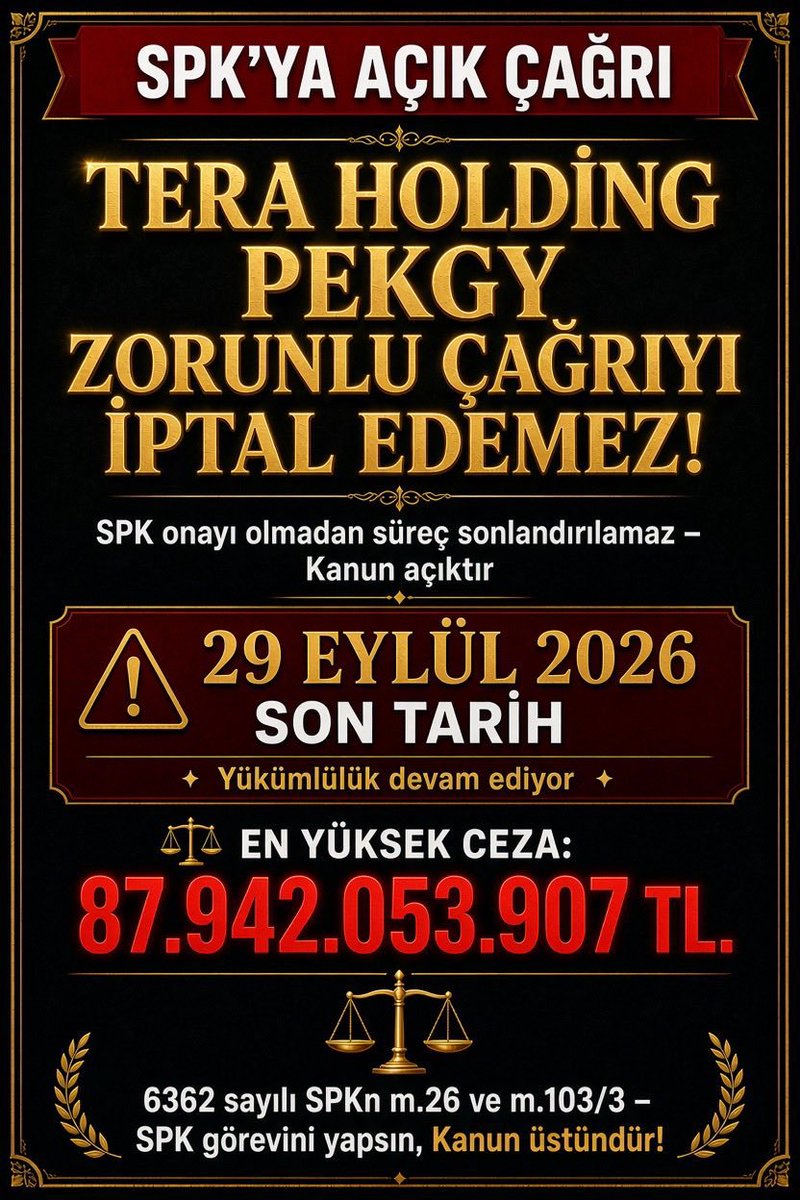 OZTURKYLM's tweet photo. Sermaye piyasalarına duyulan güvenin korunması,yatırımcıların haklarının kâğıt üzerinde kalmaması ve benzer durumlardabireysel yatırımcıların mağduredilmemesi adına #PEKGY zorunlu pay alımı işleme konulmalıdır. Emsal teşkil edicek gözler @spkgovtr
#FonzedeTBMMdeBasınNerede https://t.co/BPkDEIWRxq