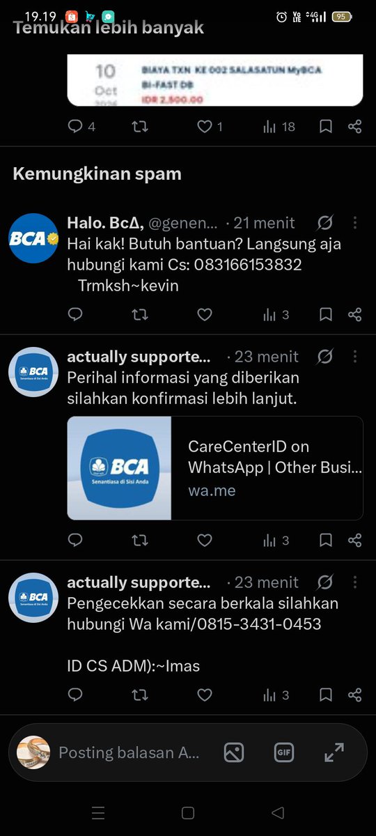 cembok260383's tweet photo. @Serah_lu_dah_ @HaloBCA Jangan dihubungi no WA 👇 
Akun palsu 👇 
Akun anjing penipuan 👇 https://t.co/VMVSXK1eAp