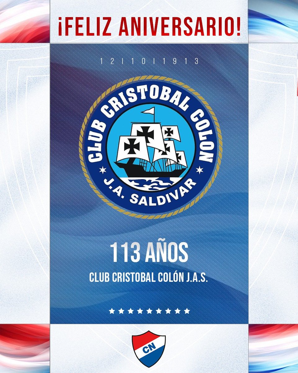clubnacionalpy's tweet photo. Saludamos al Club Cristóbal Colón de JAS por sus 113 años de vida institucional. 

¡¡FELIZ ANIVERSARIO!! 

#NacionalQuerido 🔴⚪🔵 https://t.co/OSxXwIjVzg