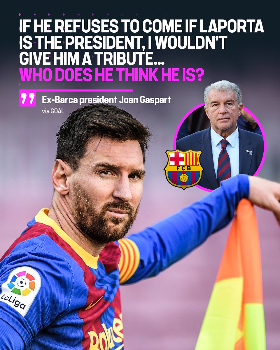 footballontnt's tweet photo. “Barcelona is bigger than him!” 😳

Former Barça president Joan Gaspart hits out at Lionel Messi over his delayed Camp Nou tribute 👀 https://t.co/pimBvBkFEU