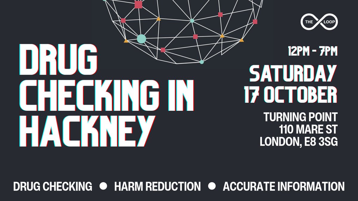 WeAreTheLoopUK's tweet photo. On Saturday, we are drug checking in #Hackney.
How does it work?
1. Surrender a substance
2. Tell us what you think it is &amp; about your drug use
3. We do lab tests inc. a test for synthetic opioids
4. After~1 hour, we have results &amp; can give honest advice
https://t.co/yXaWKNenKm https://t.co/JCdrhWUDEB