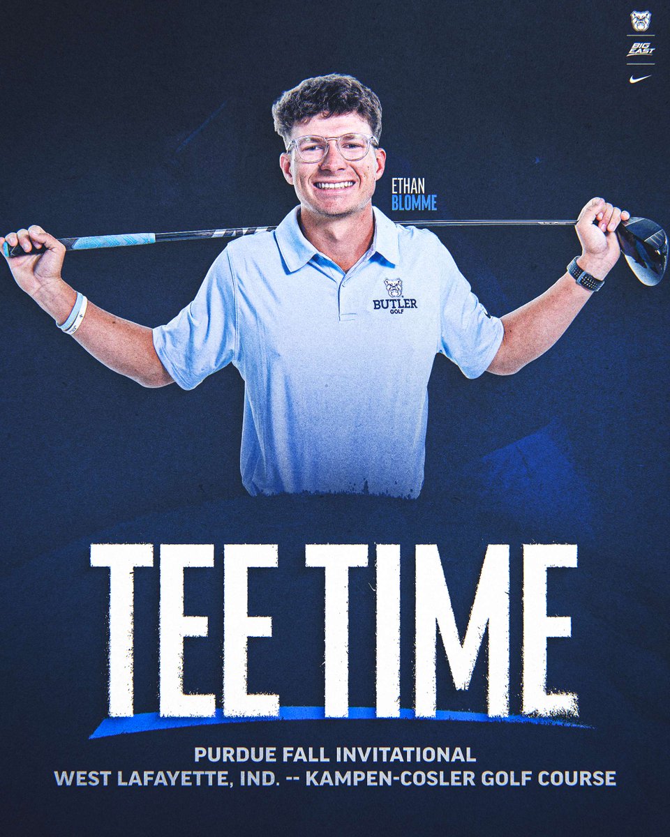 ButlerUGolf's tweet photo. Tee Time at the Purdue Fall Invitational 

🗓️ October 12-13
📍West Lafayette, Ind.
📊 https://t.co/cf7nxSJyka https://t.co/nL3OiGRs71