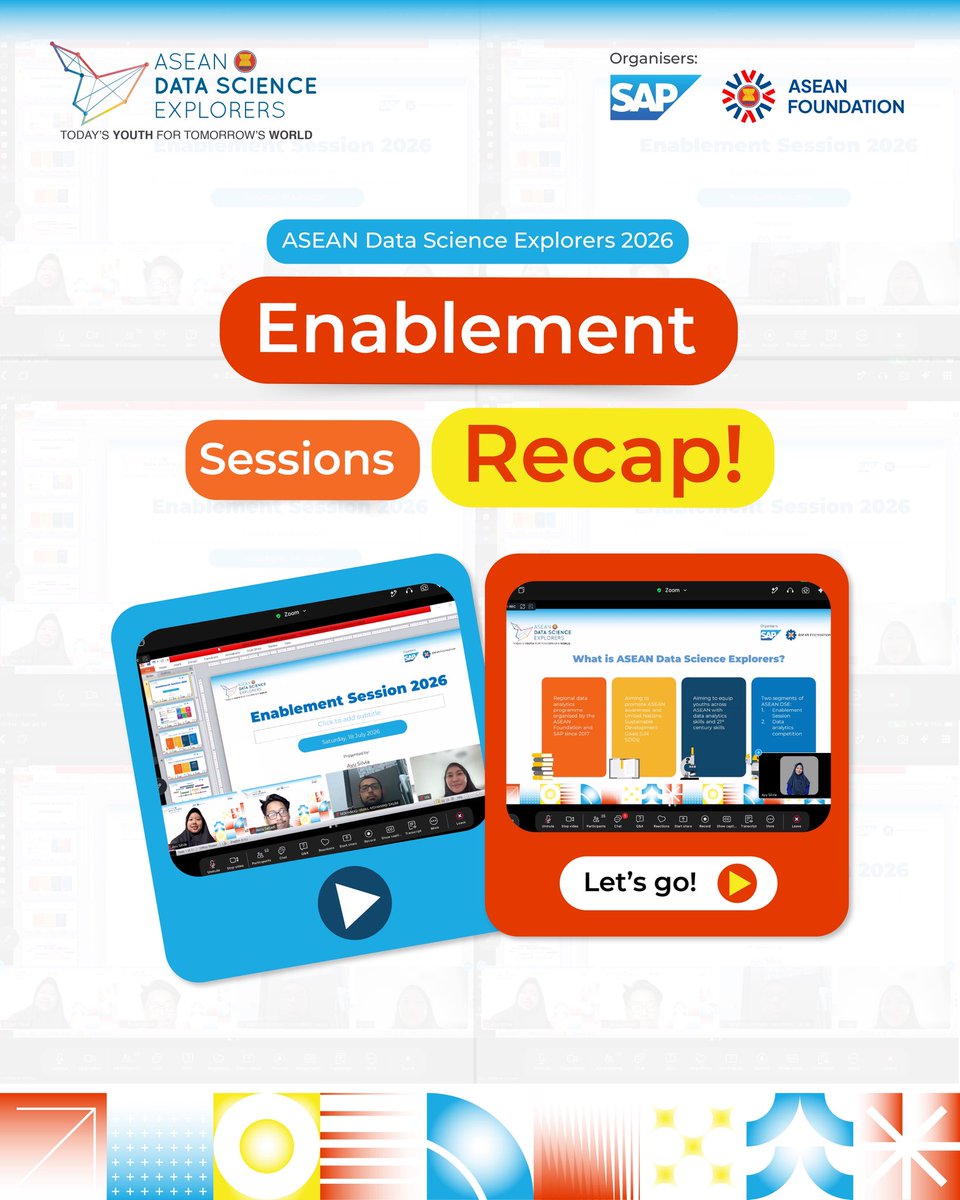 aseanfoundation's tweet photo. In its 10th edition, ASEAN Data Science Explorers partnered with amazing organisations across ASEAN to deliver a series of enablement sessions ✨🤖📈

#ASEANDSE #WeAreASEAN
#BeASEAN #SAP4GOOD #Opportunity https://t.co/S2NNQY0C3N