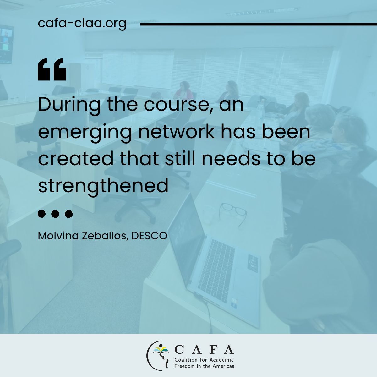 CafaClaa's tweet photo. For Molvina Zeballos of desco, building connections across Latin America was a key outcome of the regional training on gender-based violence and academic freedom.

👉 Read more: https://t.co/AbathYKbLJ 

#AcademicFreedom #CAFA https://t.co/eqQeDNsNJe